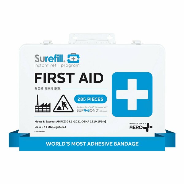 Aero Healthcare Surefill 50 Ansi 2021 B First Aid Kit - Metal Case SF50BT